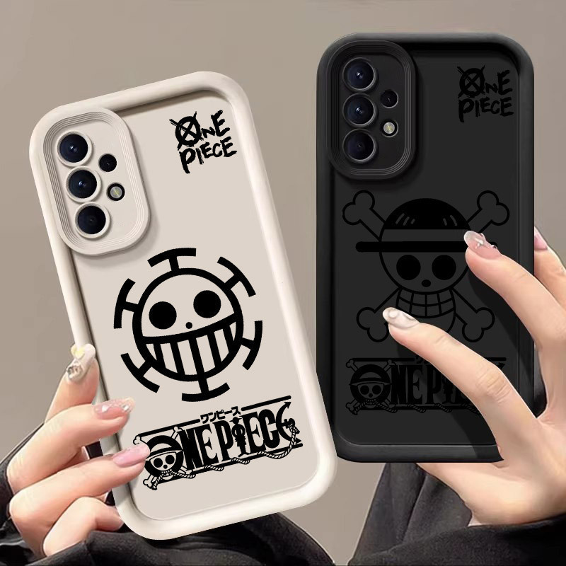 Capa de celular com arte preta do anime japonês "One Piece", adequada para Samsu