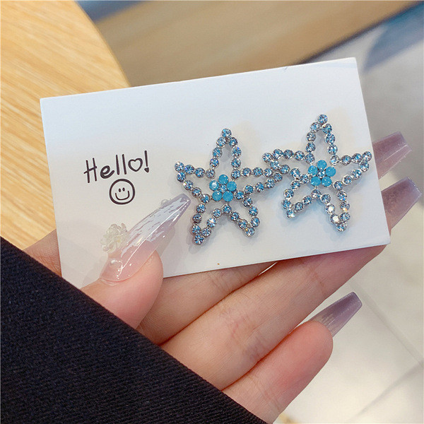 | kit brinco aço inoxidável | 【cartelas de brincos feminino】 ✥Verão novo estilo estrela do mar cheio de diamante brincos