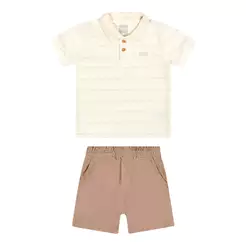 Conjunto Infantil Menino Polo Trabalhada Colorittá Bege