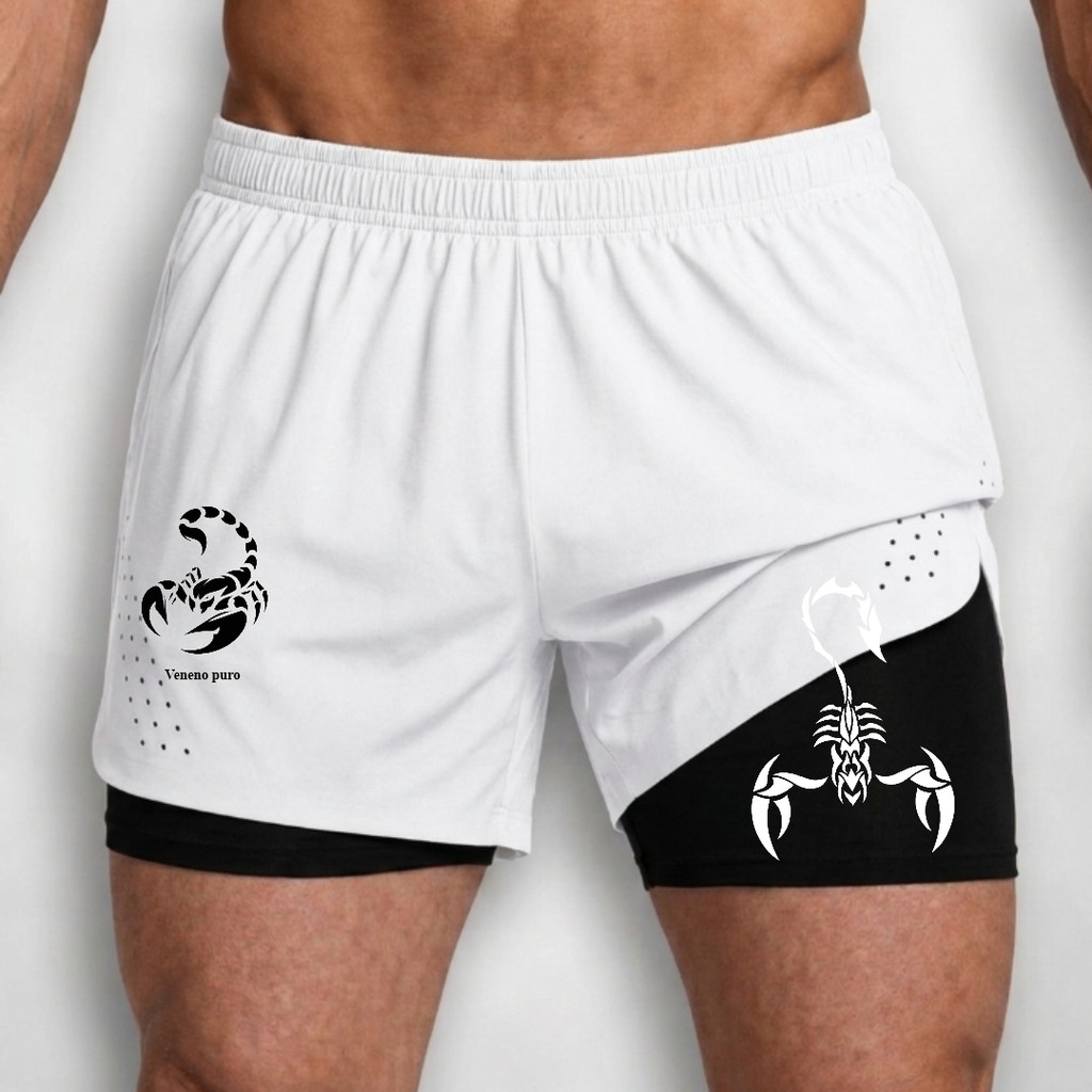 Bermuda Masculina Compressão 2 em 1 Dry Fit Elastano Escopiao -  Academia Corrida Treino Fitness Conforto