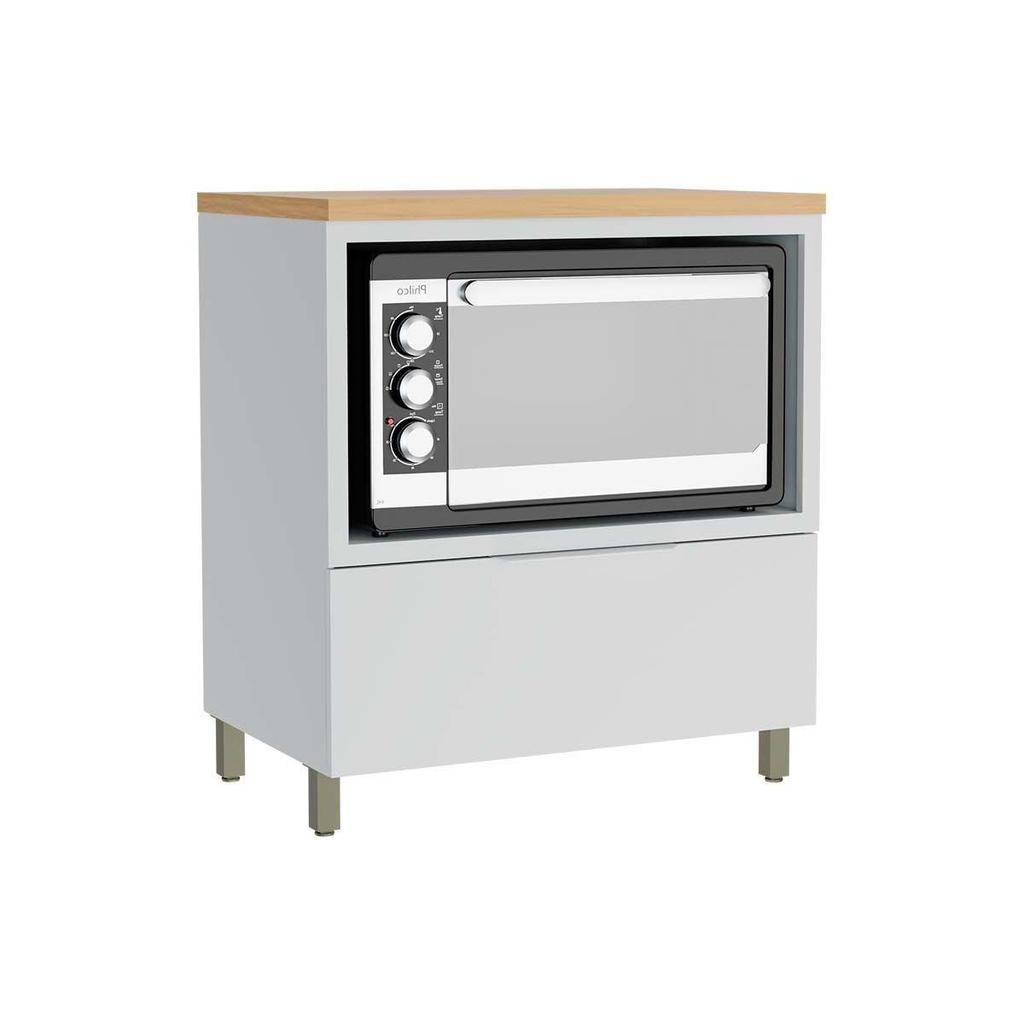 Balcão de Cozinha Marquesa Forno 1 Gaveta c/ Tampo 80cm Branca/Nature - Nesher