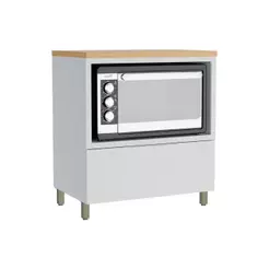 Balcão de Cozinha Marquesa Forno 1 Gaveta c/ Tampo 80cm Branca/Nature - Nesher