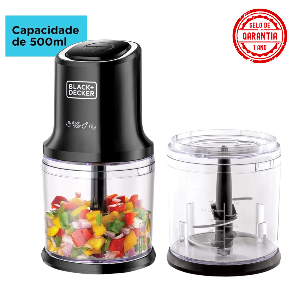 MINI PROCESSADOR BLACK E DECKER MP4 300W 4 LÂMINAS 127V INOX 500ML — imagem 2 de 2