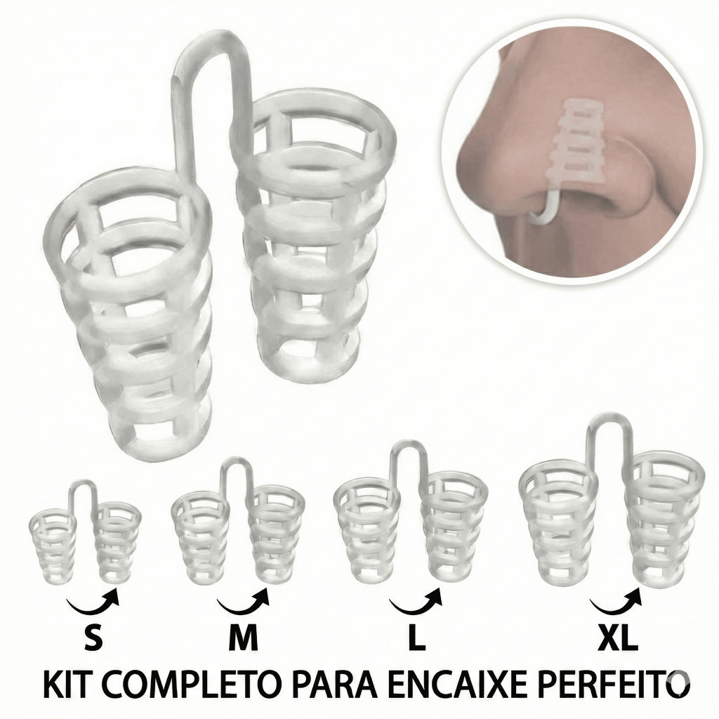 Kit 4 Tamanhos Dilatador Nasal Anti Ronco Expansor Congestão Confortavel Apneia Sono Respirar