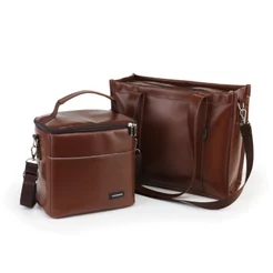 Kit Bolsa Tote Midi com Alça + Térmica Move Média Marrom Cacau