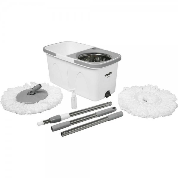 Rodo Mop Giratório 6L com Cesto Inox e Balde Bipartido Vonder
