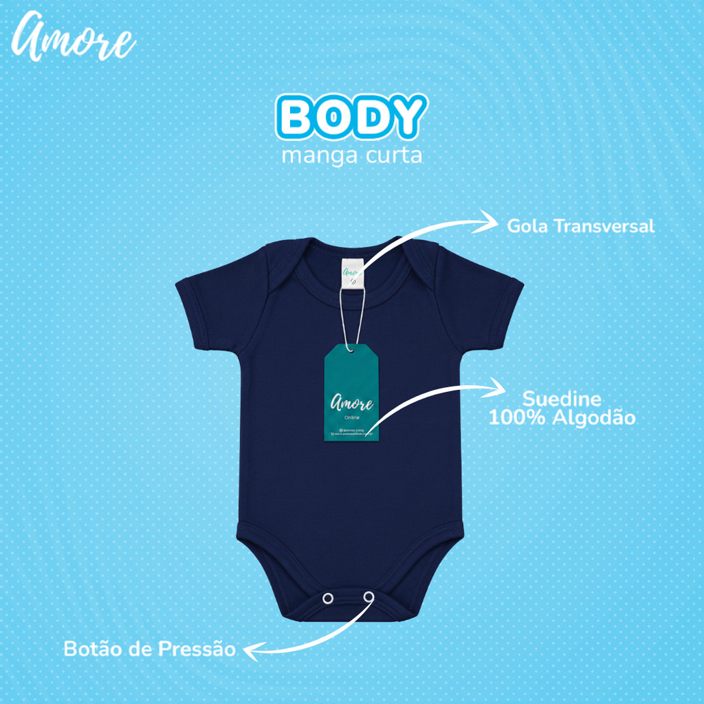 Kit 4 Body Bebê Manga Curta Amore Liso Sortido 100% Algodão · foto 2