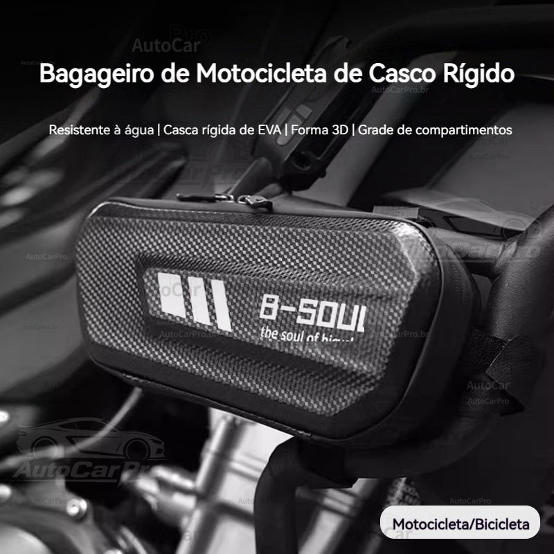 Bolsa lateral para motocicleta, bolsa de ferramentas para motocicleta, fibra de carbono, casca rígida, à prova d'água, d