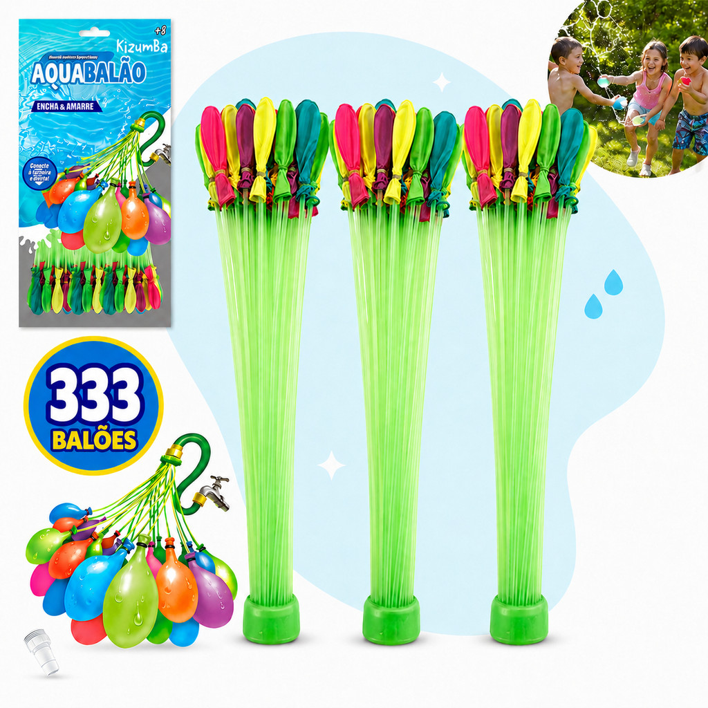 Kit 333 Balão De Água Infantil Splash Ball Brinquedo Guerra Infantil Bexiga Automática Biodegradável Kizumba