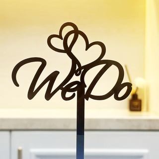 Fazemos Topper de Bolo de Casamento com Corações, Placa Decorativa de Bolo em Acrílico Preto Mr e Mrs, Decoração para Fe