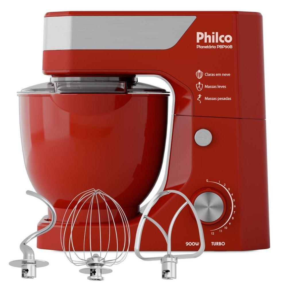 Batedeira Planetária Philco 900W 5L Turbo Vermelha PBP90B 220V