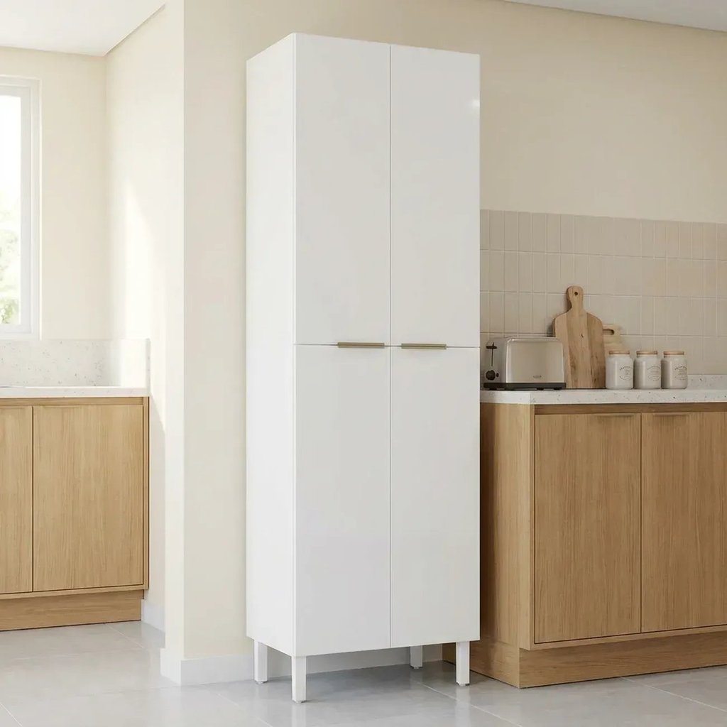 Paneleiro Duplo 4 Portas em Aço 220 x 70cm Renova Itatiaia Branco Branco/Neve