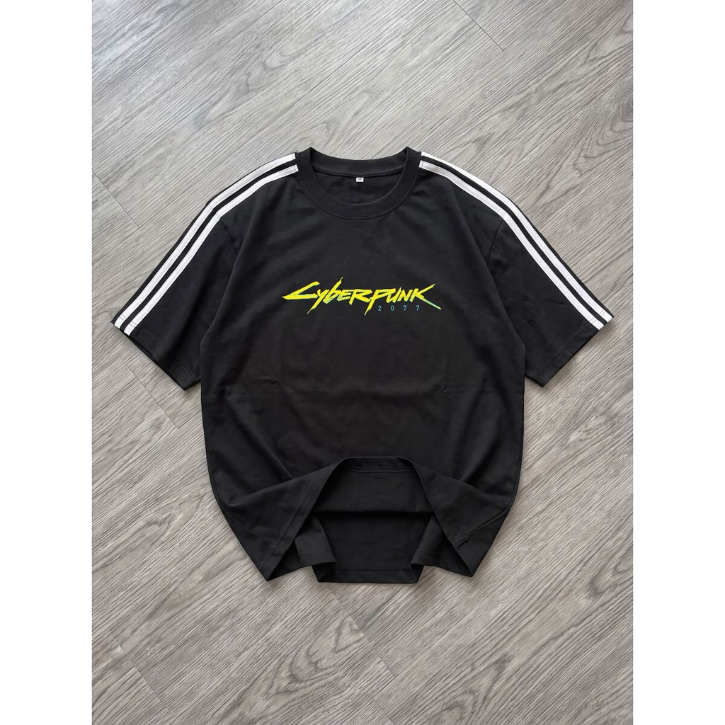Camiseta Manga Listrada Cyberpunk Para Todos Estilo Vintage Premium