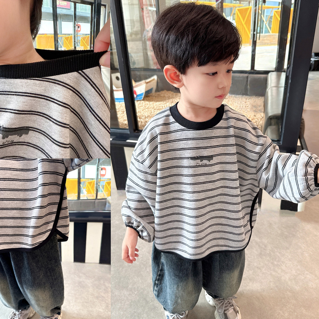 Han Faner ~ Meninos Versão Coreana Solta Moletom de Manga Comprida Camiseta Estilo Primavera Roupas Infantis Crianças Be