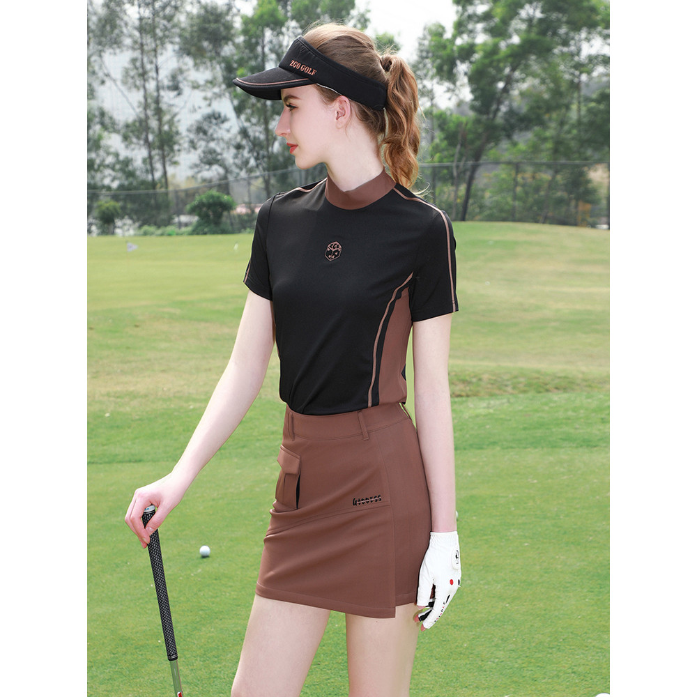 Verão ZG6 golfe roupas femininas moda feminina camisa esportiva preto de manga curta saia de golfe saia quadril feminina