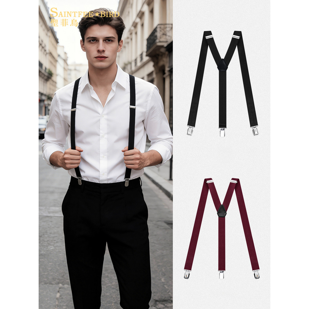 Homens adulto cinta clipe terno camisa suspensórios cinta Formal clipe idosos elástico Retro Anti-deslizamento alça de o