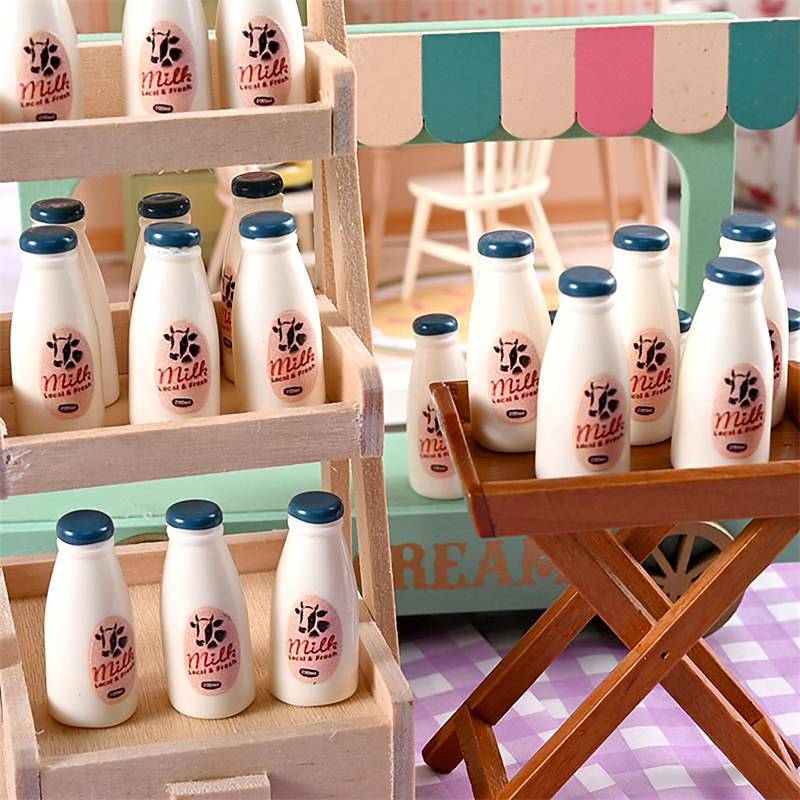 [Dhiint] 5/10 Peças Modelo De Comida Em Miniatura Brinquedo Garrafa De Leite Bebidas Acessórios Para Casa De Bonecas Inf