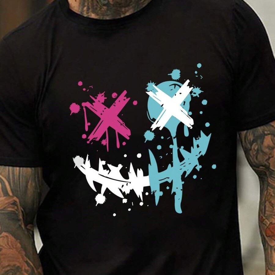 Camiseta Masculina Estampada Smile Grafite Colorido Algodão Premium Streetwear Casual Urbana Jovem Unissex