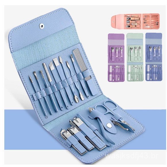 KIT 16 Pçs/Set Professional Aço Inoxidável Cutícula Nippers Cortador De Unha Com Bolsa Dobrável lu-9