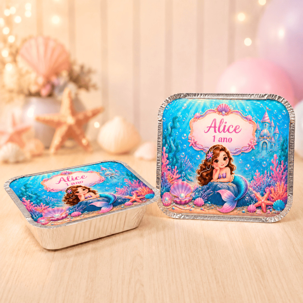 Marmitas Personalizadas 220ml Sereia Encantada Lembrancinha de Festa Bolo Aniversário