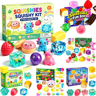 Conjunto de Brinquedos Sensoriais Macios e Fofos, Kit de Brinquedos Antiestresse para Crianças, Presente de Natal, Calen