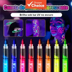 8/12/18 Cores Caneta de Tinta UV Brilhante Fluorescente Neon Lavável para Maquiagem Corporal, Decoração Artística, DIY –