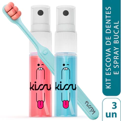 Kit Kissu Escova de Dentes + 2 Sprays Bucais | Cuidado Bucal Completo | 3 itens