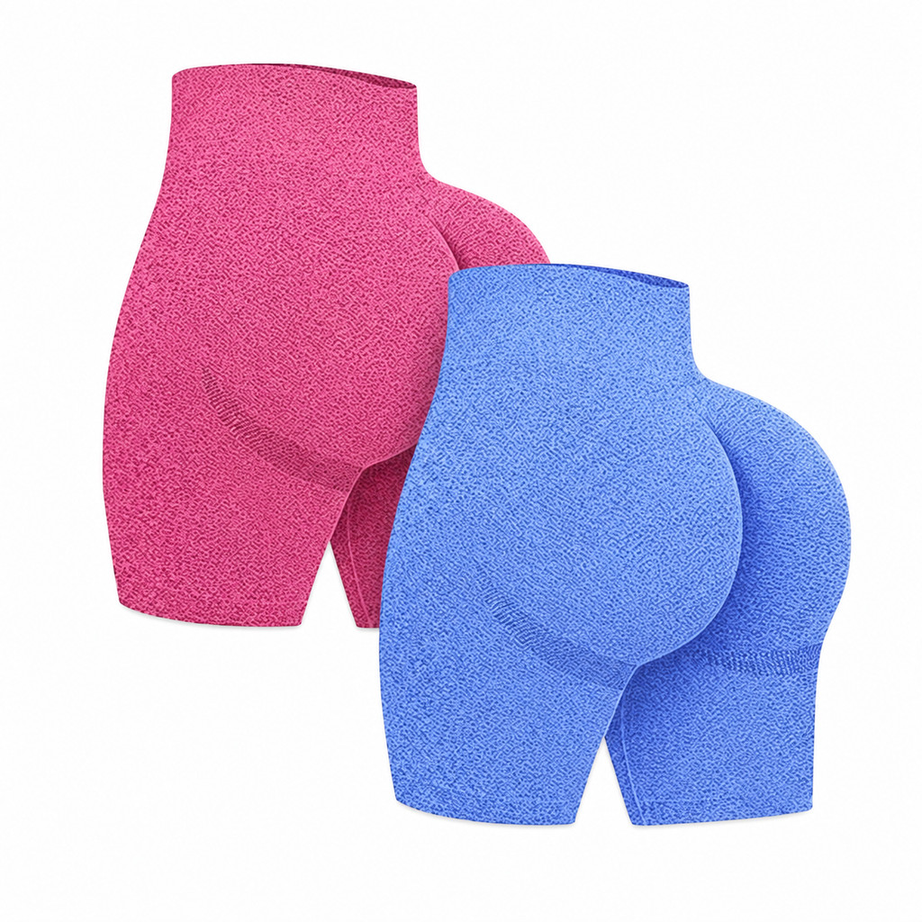 Kit 2 Shorts Academia Fitness Feminino Cintura Alta Sem Costura Levanta Bumbum Nao Fica Transparente P ao GG