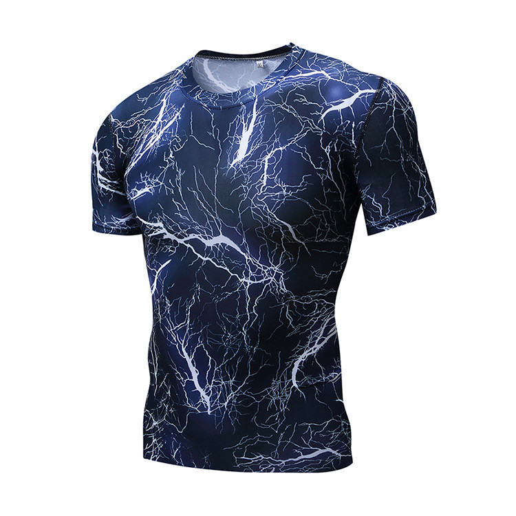 Camiseta masculina de manga curta esportes ao ar livre lazer correndo Fitness Wear relâmpago impresso 3Dt-camisa das cri