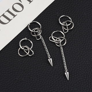 Brincos de Design Original exclusivo na moda assimétrico geométrico apontado Cone brincos casal círculo brincos sem clip