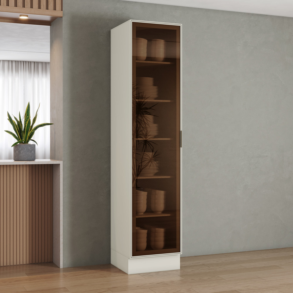 Cristaleira 1 Porta Com Vidro Rreflecta 50Cm 100% Mdf Fineze Henn