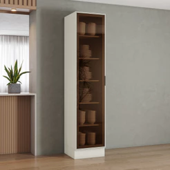 Cristaleira 1 Porta Com Vidro Rreflecta 50Cm 100% Mdf Fineze Henn