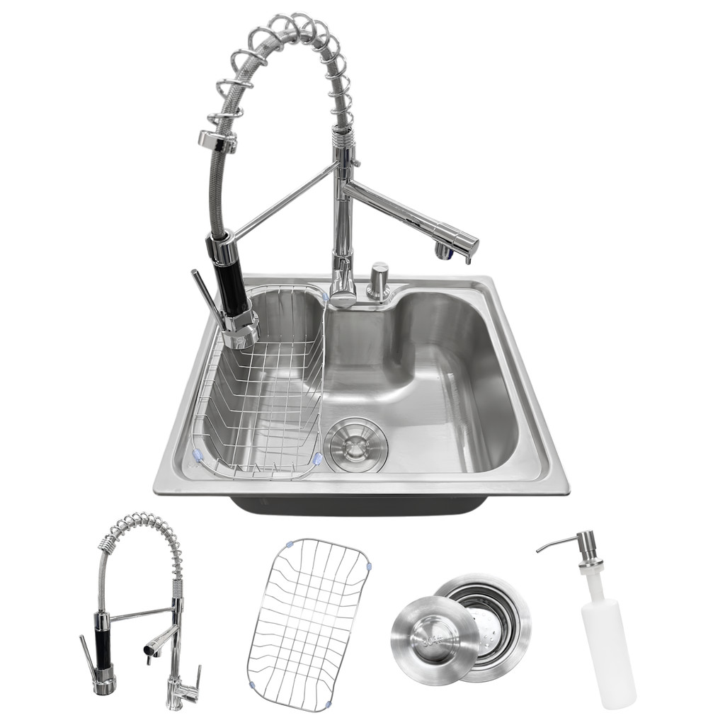 Kit Cuba Gourmet Cozinha Aço Inox 304 50x40cm Torneira Monocomando Extensível