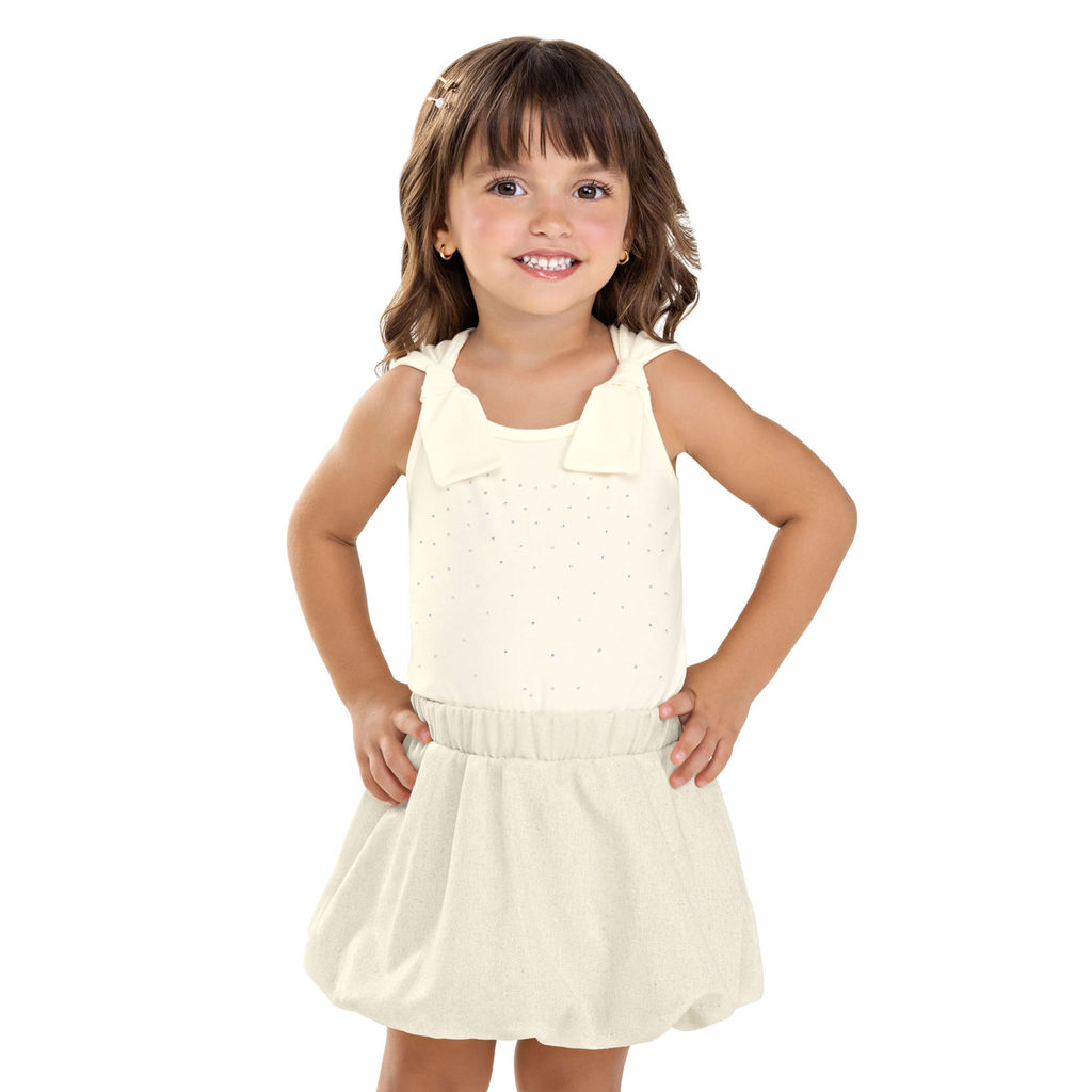 Conjunto Infantil Menina Balonê Brilho Colorittá Bege