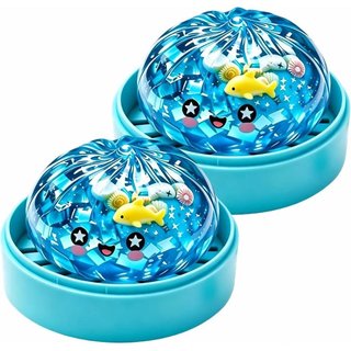 Shark Bao Squishies 2 peças, Bolas de Apertar Oceano Azul com Glitter Misterioso, Brinquedo Sensorial para Alívio do Est
