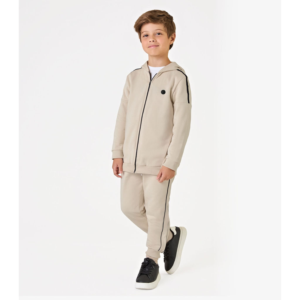 Conjunto Jaqueta Com Capuz E Calça Trick Nick Bege