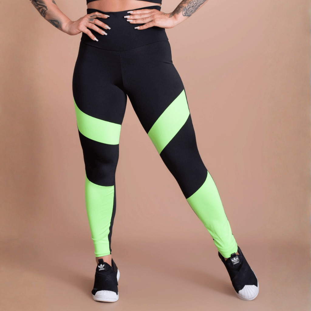 Calça Legging Fitness Feminina Academia Cós Alto Colorida para Treino Ginástica Corrida