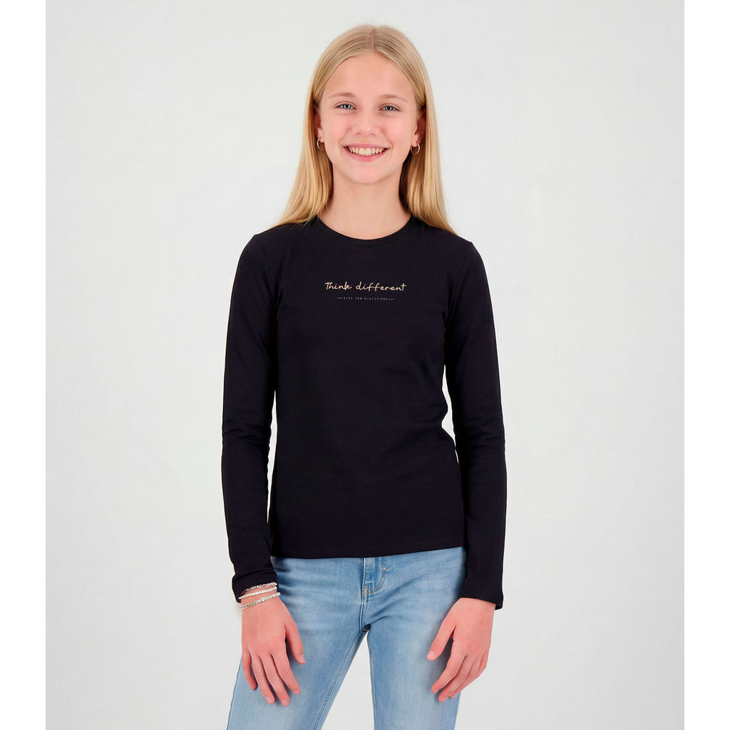 Blusa Juvenil Manga Longa Viscotorcion Minty Preto