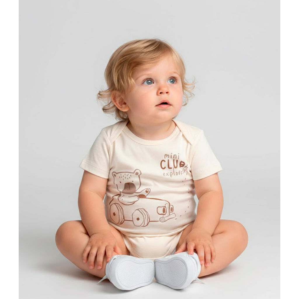 Body Infantil Menino Trick Nick Bege