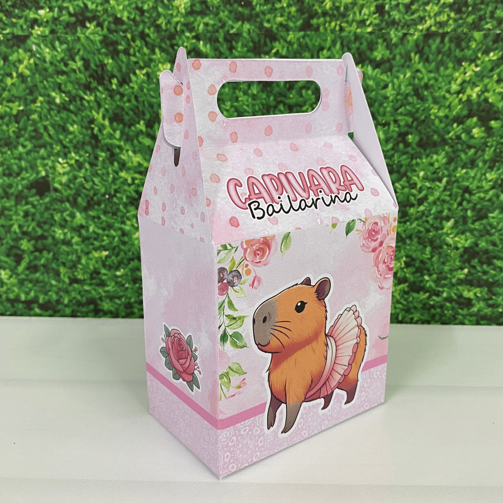 Kit Festa Capivara Bailarina Caixinha Maleta Lembrancinha Aniversário Decoração