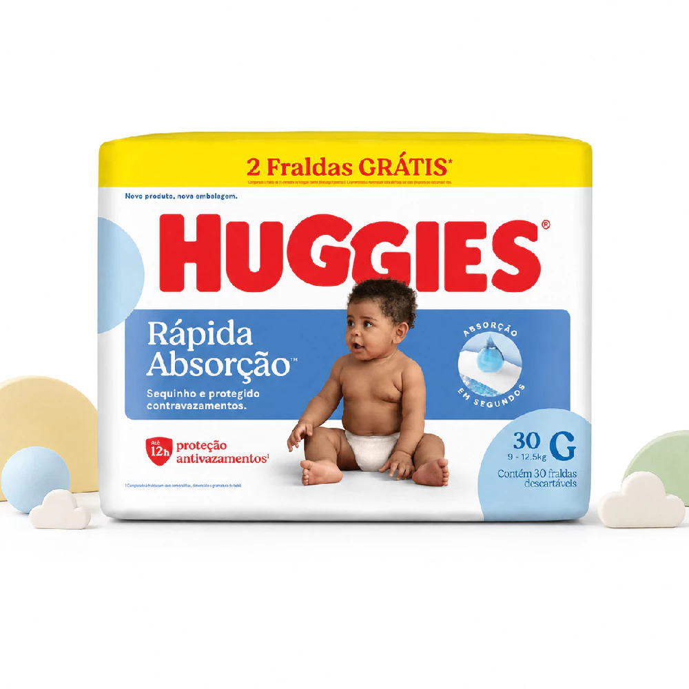 Fralda Huggies Tripla Proteção Mega G 30 Unidades