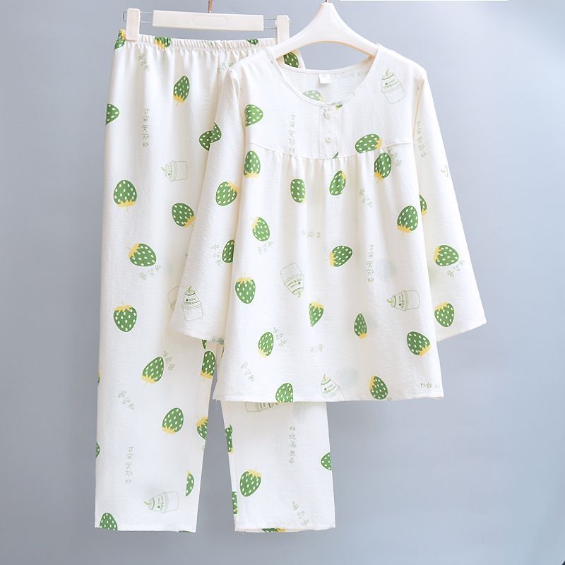 Pijamas femininos verão nuvem algodão jovem doce bonito calças de manga comprida estilo fino Loungewear ar condicionado 