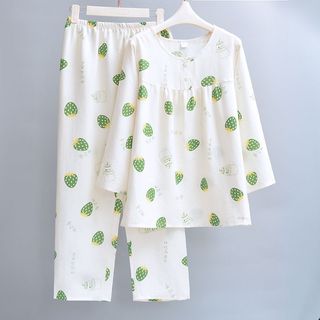 Pijamas femininos verão nuvem algodão jovem doce bonito calças de manga comprida estilo fino Loungewear ar condicionado 