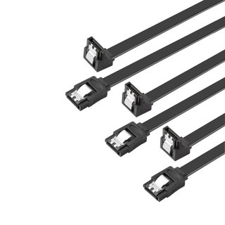 Cabo SATA V3.0 de 11,8 polegadas, pacote com 3 unidades, preto, cabo de dados SATA III 6Gbps com ângulo reto de 90 graus