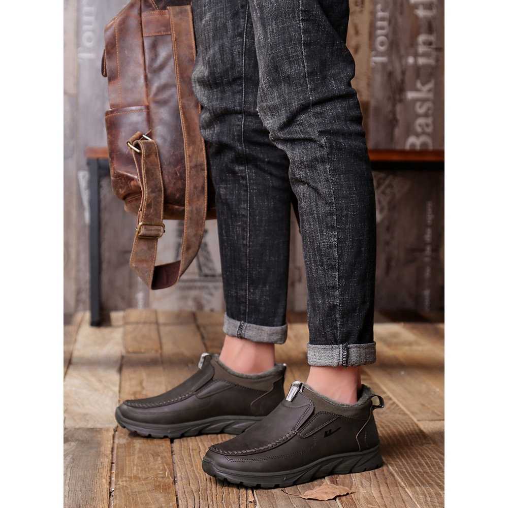 Puxar para trás sapatos masculinos inverno sapatos quentes velo grosso esportes sapatos casuais pai sapatos botas de alg
