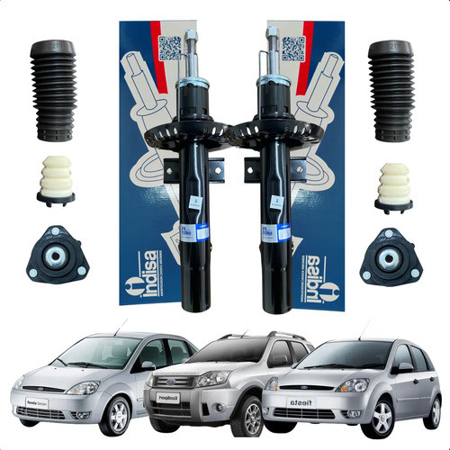 Par Amortecedor Dianteiro + Kit Batente Ecosport Fiesta 1.6