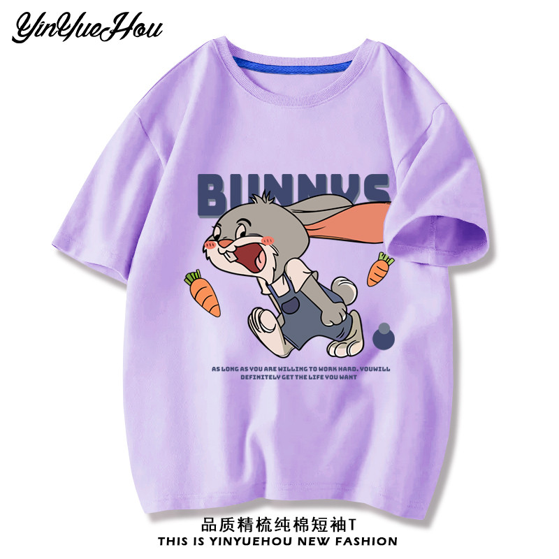Meninas de manga curta verão crianças puro algodão camiseta roupas dos desenhos animados médio grande crianças meninos m