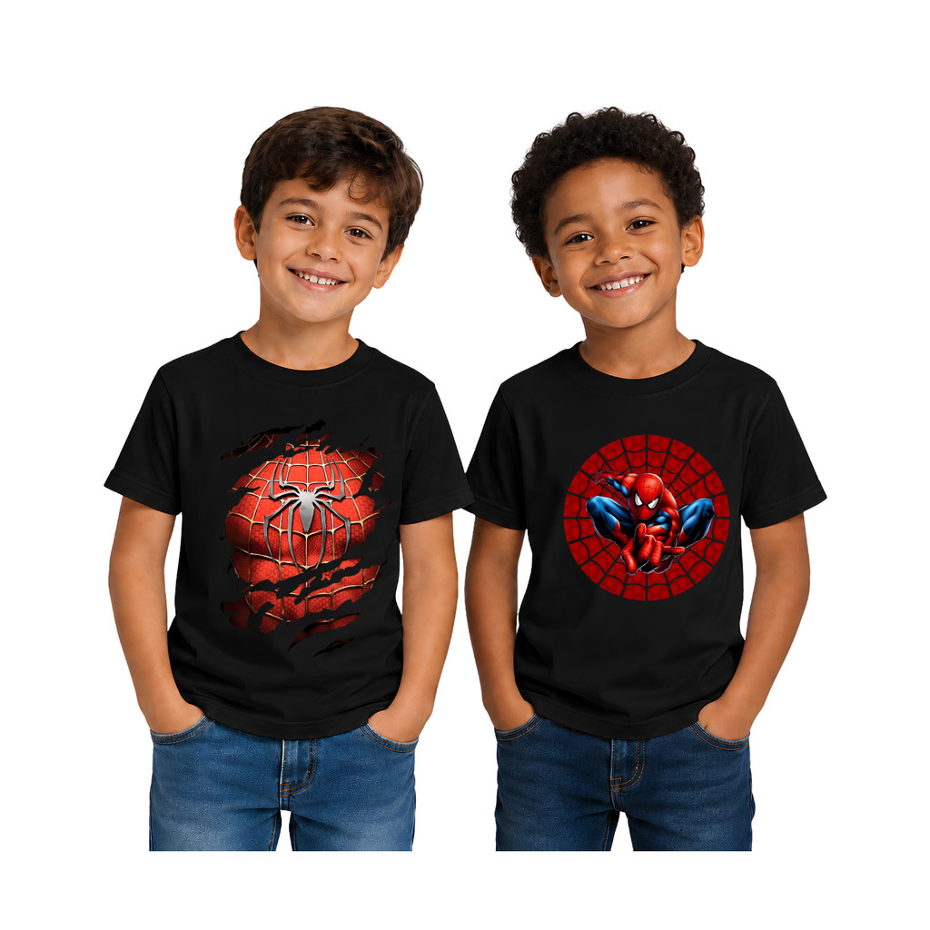 Camiseta Infantil Menino Spider Man Estampada DTF 100% Algodão Menino