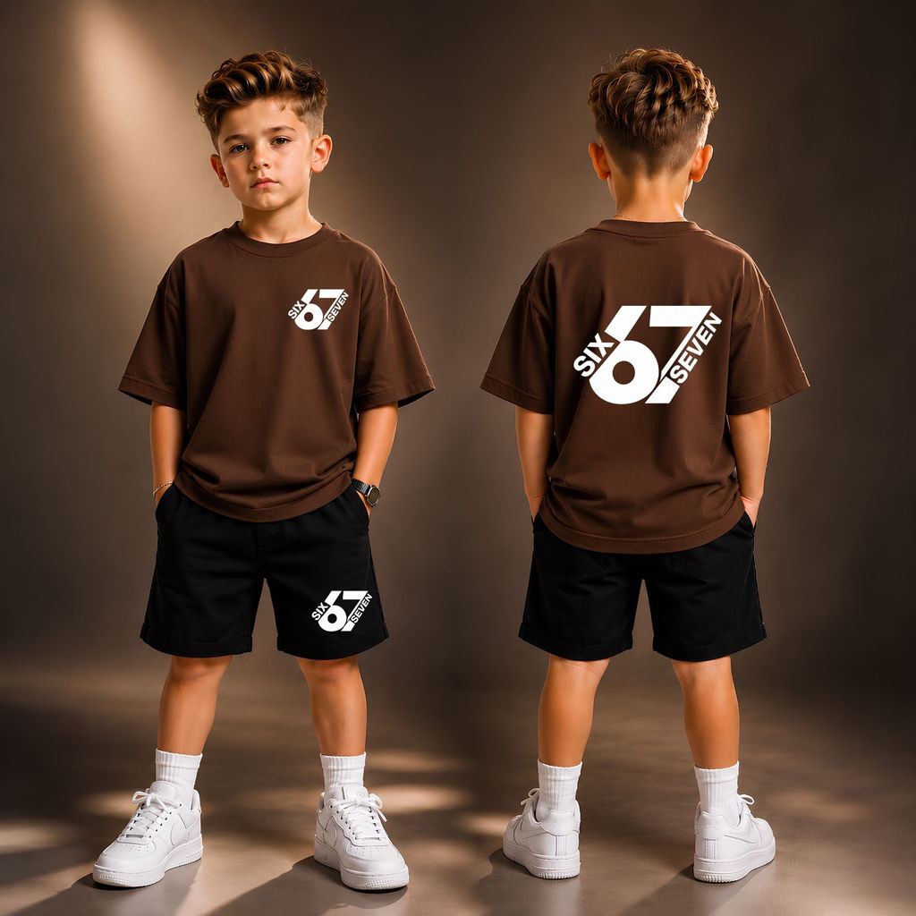Conjunto Infantil Masculino Six Seven Camiseta + Shorts Menino Estiloso