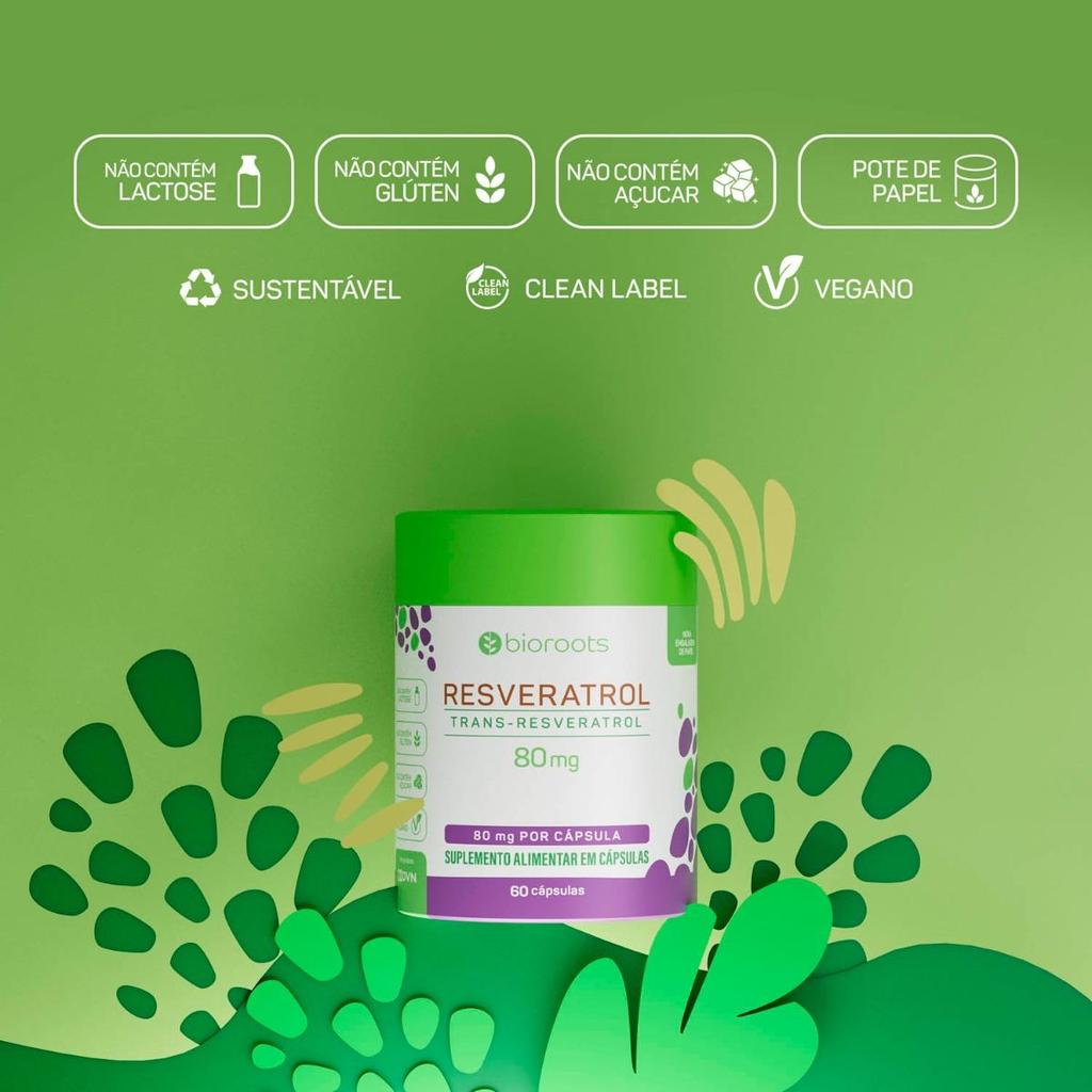 Resveratrol Grape Extract 80mg com 60 Cápsulas - Bioroots — imagem 2 de 2